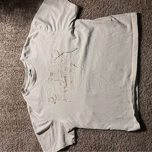 Zara Beige Graphic Short Sleeve Tee